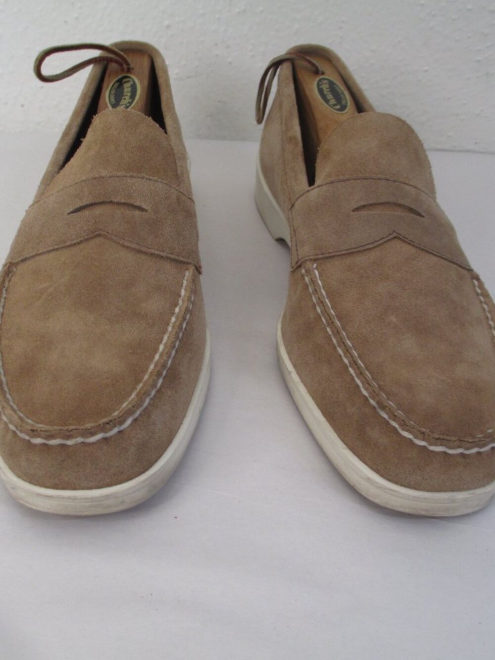 Alden Offshore Mens Suede Loafers One Design Size 9.5 C Tan Boat Shoe Deck Grip - Picture 3 of 9